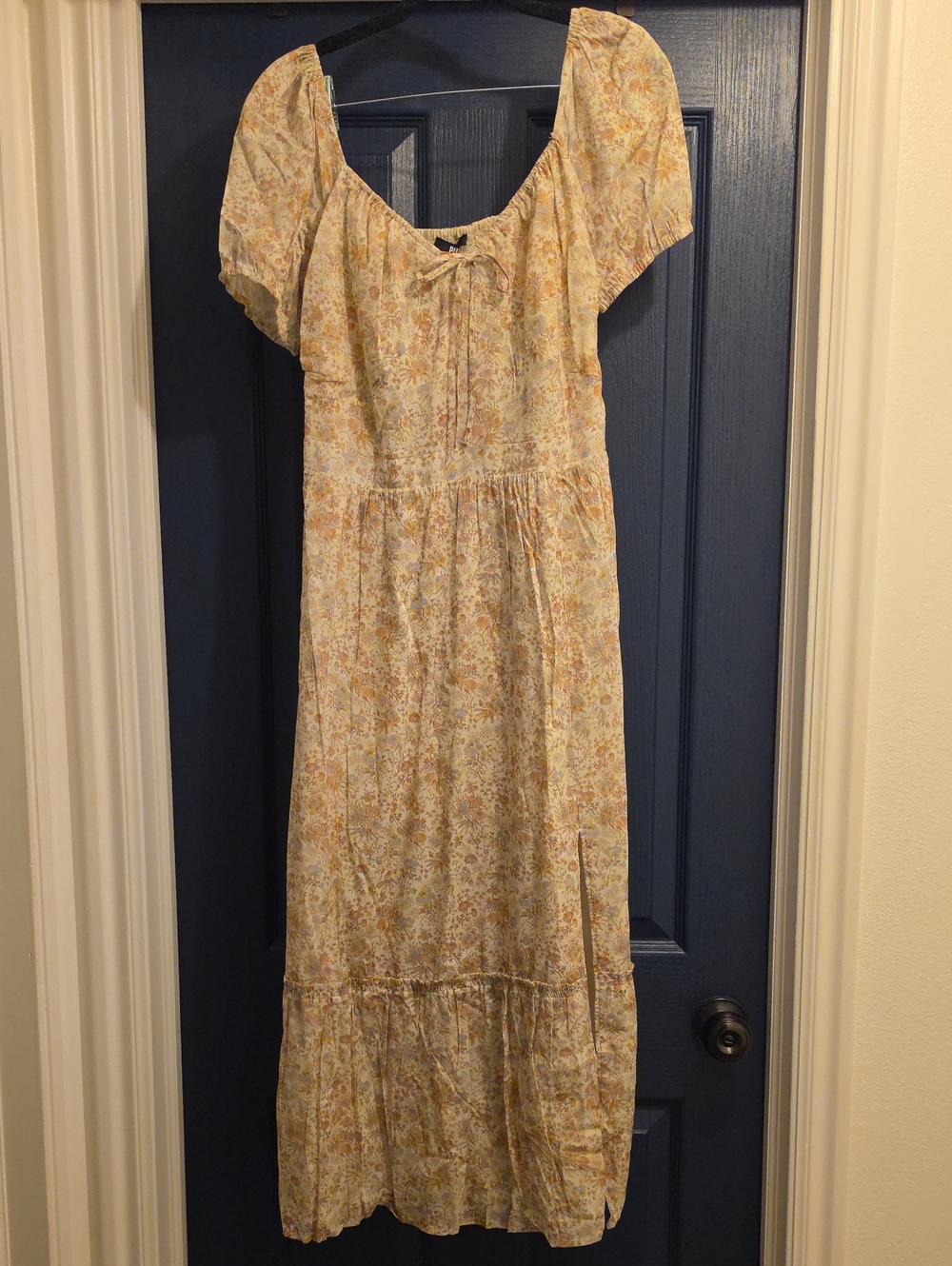 PAIGE Yellow Floral Maxi Dress with Puff Sleeves